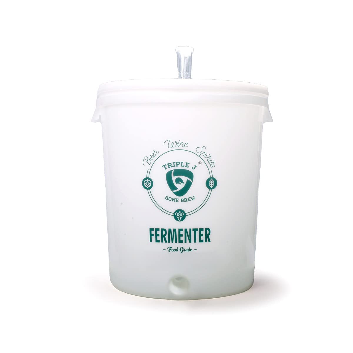 Triple J Home Brew 30L Food Grade Plastic Fermenter Barrel with Accessories (Lid with Hole + airlock, Quantity 1)