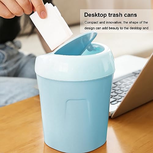 Poubelle maison plastique bleu pour éliminer déchets de bureau et table - 5