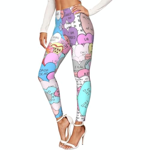 Leggings con estampado de corazón coloridos y suaves pantalones de gimnasio elásticos