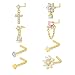 AceFun 8pcs Gold Nose Rings Studs Set for Women 20G Surgical Steel Dangle Nose Ring L-Shaped Star Nostril Nose Piercing Jewelry Hypoallergenic CZ Heart Cross Flower Nose Studs