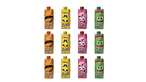 SuchtTea 4 Sorten Mix, Mischpackung, Eistee verschiedene Geschmäcker Pfirsich, Zitrone, Wassermelone, Bubblegum mit Schwarztee-Extrakt (Vegan), Inhalt: 12 x 0,5L Tetra Pack Cover