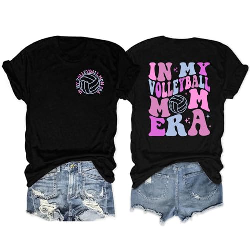 Volleyball T-Shirt for Women in My Volleyball Mom Era Shirts Volleyball Game Day Graphic Tees Tops
