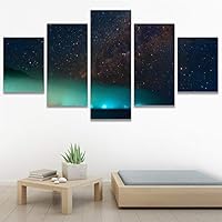 SIGNWIN 5 Panel Canvas Wall Art Aerial Astronomy & Space Dramatic Global Green Photography Realism Stars Ultra for Home Decorations Ready to Hang - 60