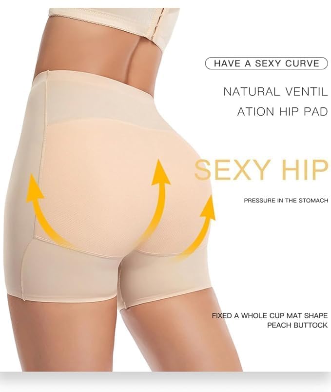Pitrukrupa Enterprise Butt Lifter Padded Panties,Butt Hip Enhancer Padded Nylon and Spandex Push Up Panties Inbuilt Non Remove Sponge Pads Men Women Unisex (Beige, Large) - Image 4 thumbnail