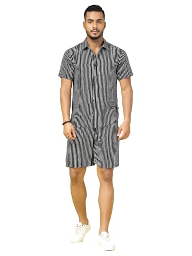 Image of Rigo Printed Co-Ord Set for Men's | Casual Shirt & Shorts Night Suit Set | Lounge-wear Nightdress Pajama Set for Men's | Night Wear, Beach Wear, Vacation Wear Outfit