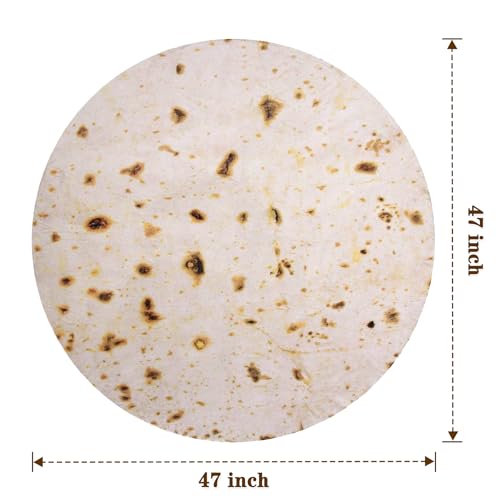 Image of Mermaker Burrito Tortilla Taco Blanket for Adult Kids, Realistic Tortilla Throw Blanket Funny Gifts for Women Men Teen Boy Girl, Soft Flannel Food Blanket for Christmas Birthday Gifts 47 inches-Yellow