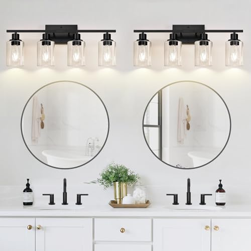 image for Indoi 4-Light Bathroom Light Fixtures, Bathroom Vanity Lights with Cle