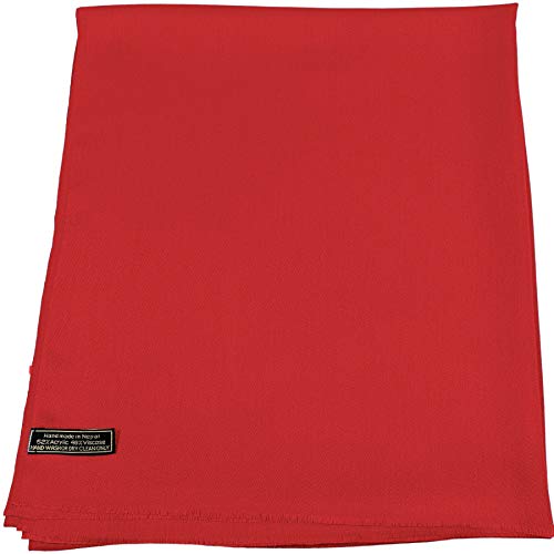 CJ Apparel Red Solid Color Fringe Design Nepalese Shawl Seconds Scarf Wrap Stole Throw Head Wrap Pashmina Hand Made in Nepal New3