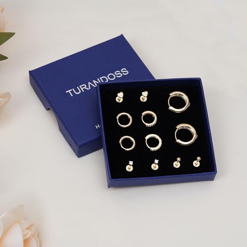 12 Pairs Hypoallergenic 14K Gold Plated Hoop Earrings - image 7
