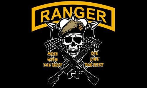 Boina beige Ranger Mess con la mejor etiqueta engomada de la bandera Die Like Rest (spec ops calcomanía)