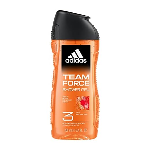 Adidas, Team Force Gel Doccia Bagnoschiuma 3 in 1 per Corpo, Capelli e Viso, Formula Vegana, 250ml
