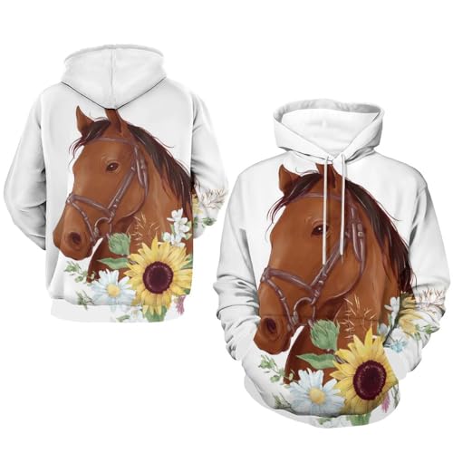 Sweat à capuche cheval UMENG pull chaud et confortable à manches longues taille S