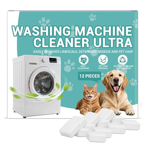 Waschmaschinenreiniger Tabs 12 Stück,Waschmaschinen Reiniger Tabs mit Tiefenreinigung Formel für Haustierbesitzer