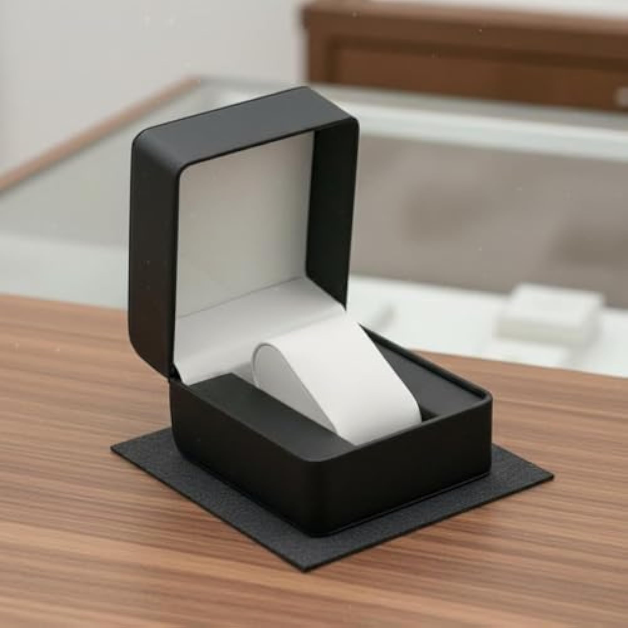 PU Leather Watch Box Matte Finish Hinged Lid Luxury Case