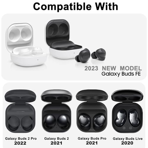 HALLEAST Galaxy Buds FE 2023/2 Pro/2/Pro/Live Case, TPU Cover Metal Alloy Carrying Case With Carabiner, Black Graphite