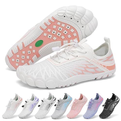 SAGUARO Barefoot Zapatillas Mujer Escarpines de Agua Secado Rápido Zapatos Minimalistas Ligeras Calzado Descalzos con Puntera Ancha, Naranja, 39 EU