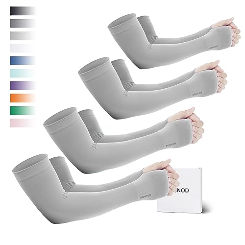 Image of GOUNOD Sun Protection Cooling Arm Sleeves with Thumb Holes - Gardening Outdoors Sports Workouts Sunscreen Arm Sleeves