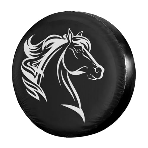 Image of Horse Head Spare Tire Cover Dust-Proof Wheel Tire Cover Fit Trailer, RV, SUV and Many Vehicle 15 Inch