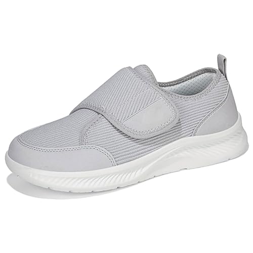 Puntera Ancha Zapatillas Casual para Hombre Mujer Diabéticos Pies Hinchados Zapatos Sin Cordones Antideslizantes (Gris, Adulto, 41, Números, Sistema Tallas Calzado EU, X-Ancho)