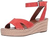 Cuña de yute tejida. Franco Sarto Pellia Sandalias de cuña para mujer, Rosa (Tangelo), 37.5 EU