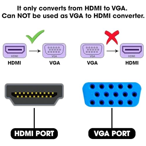 Image of OG X NEXSA HDMI to VGA Adapter Converter with Audio Gold Plated High-Speed 1080p Male to Female Adapter with Micro USB Charging Cable - Compatible with HDTV, Projectors, Monitors - Black