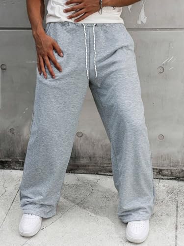 Image of dockstreet Straight Wide fit Long Length Trouser Style Drawstring Trackpant for Men /Trending Sporty Style, Relaxed Casual Pants for Men