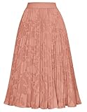 GRACE KARIN Womens A-Line Chiffon Skirts Pleated Swing Skirt Floral Lace Pink-Orange M