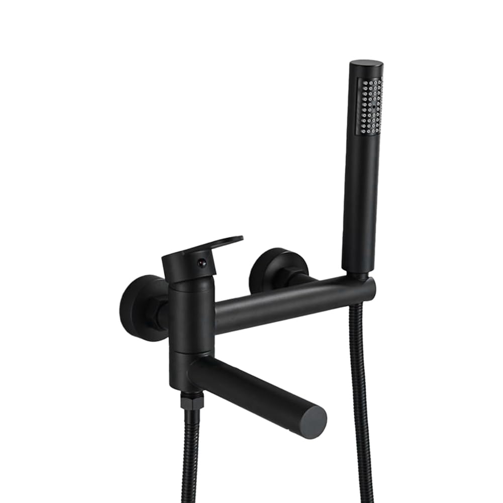Grue de baignoire murale noire mate avec mitigeur de douche haute précision