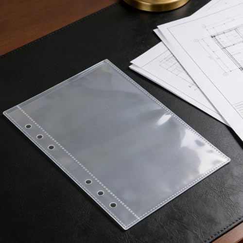 A5 Binder Taschen,40 Stück Photocard Binder,PVC 6 Löcher Wasserdichter Loseblatt Ordner,Transparent Ordnertaschen,Budget Zipless Umschläge Ringordner Bindertaschen Schutzhülle für Foto Datei Rechnung