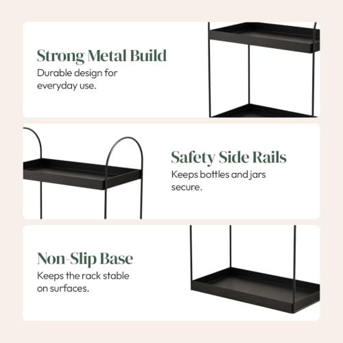 Image of WonderStand Metal ROVA | 2-Tier Standing Spice Rack Storage Organizer, Bathroom Countertop Storage Shelf Cosmetic Organizer and Home /Kitchen Spice Rack (Black)