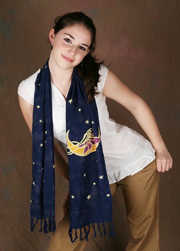 Scarf, Rayon Batik - Fairy, Moon and Stars, 10 by 62 Inches4