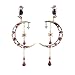Crescent Moon Long Tassel Crystal Stud Earring 5.4 Inch Kaariag Punkin Jewelry