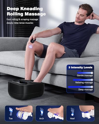 Image of KNQZE Foot Massager with Heat and Remote, Shiatsu Deep Kneading Feet Massager for Plantar Fasciitis & Neuropathy, Foot Warmer, Gifts for Mom Women Men Dad, Fits Up to Men Size 12(Black)
