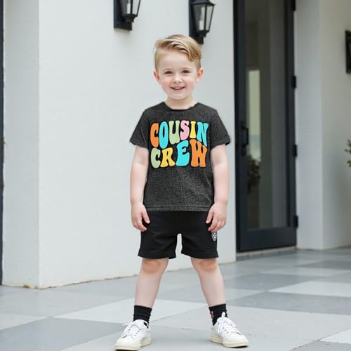 Sibling Matching Outfits for Kids Little Girl Boy Short Sleeve Cousin Crew Shirt Colorful Print Summer Clothes2