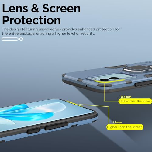 Image of Pikkme Vivo V29 / V29 Pro 5G Back Cover | D5 Tough Armor Bumper | 360 Protection Case | Ring Holder Stand Case for Vivo V29 / V29 Pro 5G (Blue)