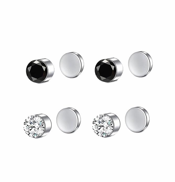Via Mazzini 6mm Clip-On Magnetic No-Piercing Required Stud Earrings For Men And Women (ER2420) 2 Pairs (B0CRHPK9HR) Amazon Price History, Amazon Price Tracker