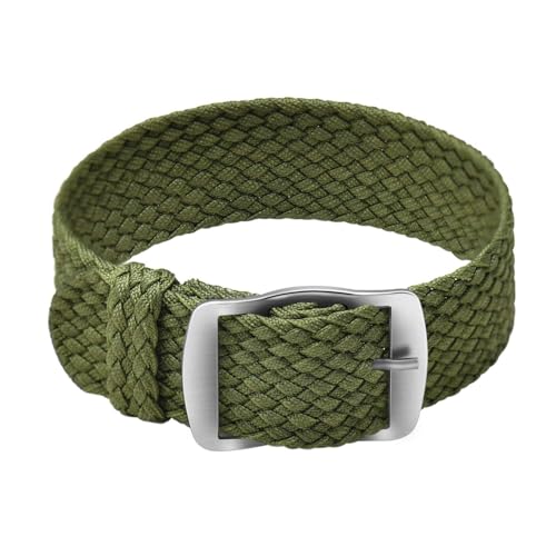ULLCHRO Nylon Watch Strap Replacement Perlon Braided Woven Watch Band NATO Men Women - 14mm, 16mm, 18mm, 20mm, 22mm Watch Bracelet with Stainless Steel Silver Buckle