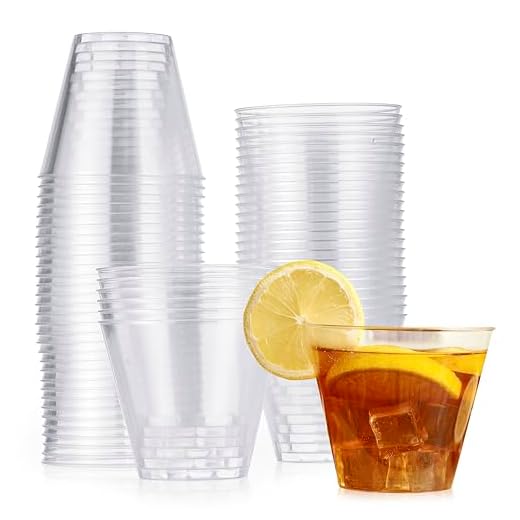 MATANA 60 Vasos de Plástico Duro Transparente para Cócteles, Champán, Vino y Postres (255ml/9oz) - Bodas, Cumpleaños, Navidad, Fiestas - Resistentes y Reutilizables