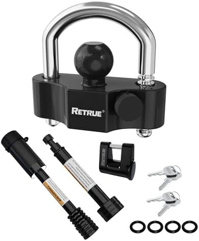 Heavy-Duty Keyed-Alike Trailer Lock Set Universal Coupler Lock, Dual Hitch Receiver Pin Lock, and Trailer Tongue Coupler Lock Included, Black