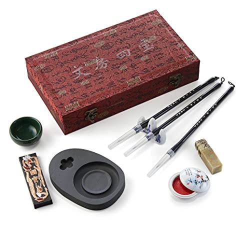Artor Chinese Calligraphy Set - Sumi Supplies For Japanese Calligraphy Set - Chinese Calligraphy Brush - Calligraphy Writing For Beginners - Great Gift Idea, Red #TOP1