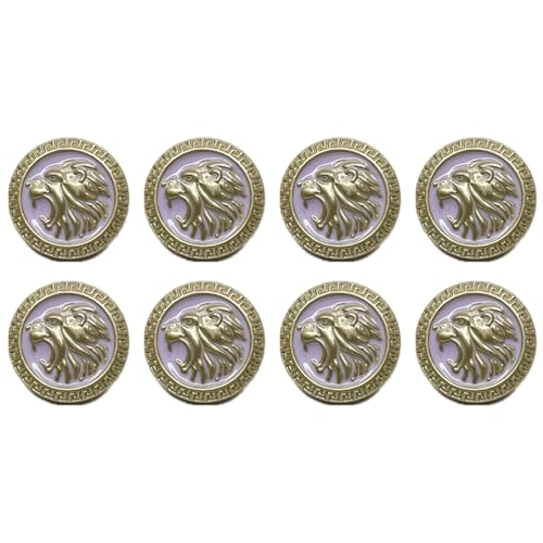 Image of Abs Golden 3D Lion Head Shank Button Embedded Enameled Lucite Round Abs Button for Blazer Suits Coat Bandhgala DIY Art & Crafts (Pack of 8 Big, Pink Lucite)