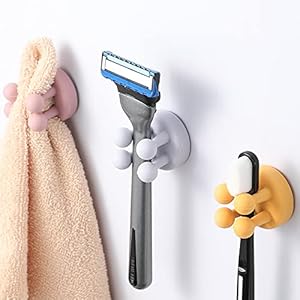KONOLL Zahnbürstenhalter aus Silikon Mehrzweckhaken Rasierer Halterung Handtuchhaken Adapter & Kabel-haken Selbstklebend Schlüsselhaken Handtuchklemme für Küche,Haushalt (6 Packungen (6 Farben))