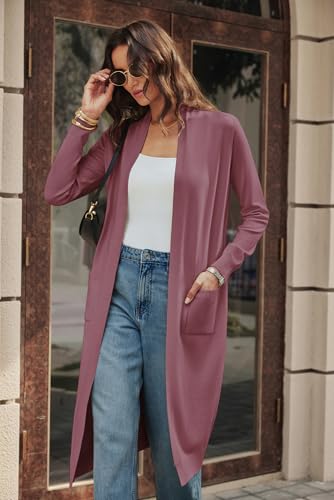 Image of GRACE KARIN Essential Solid Open Front Maxi Long Knitted Cardigan Sweater for Women
