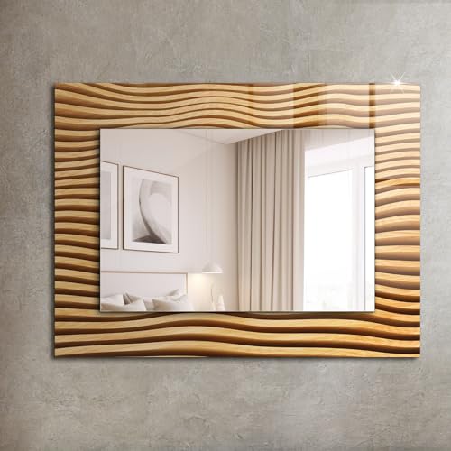 Miroir imprimé 80x60 cm vagues en bois sans cadre rectangulaire - 3