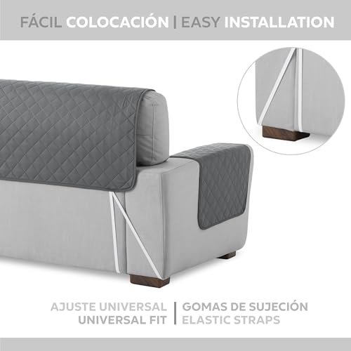 Textilhome Sofa Überzug MALU, Sofaüberwurf L Form Links, Sofaschutz Größe 240 cm, Couch Überzug Gepolstert, Sofaschoner SofaÜberwurf Schutzdecke, Universell, Haustierfreundlich, Grau