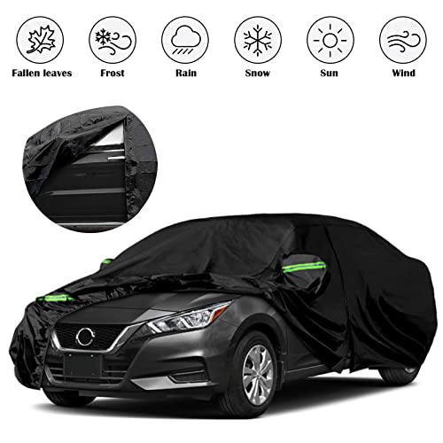 Image of Waterproof Car Covers Replace for 2007-2025 Nissan Versa /Note, 6 Layers All Weather Custom-fit Car Cover with Zipper Door & Windproof Bands for Snow Rain Dust Hail Protection (Versa)