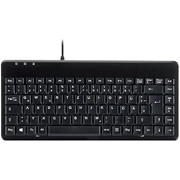 Perixx PERIBOARD-409 P kompaktowa mini klawiatura PS/2, przewodowa, 315 x 147 x 21 mm, kabel 1,80 m, niemiecki układ QWERTZ