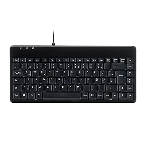 Perixx PERIBOARD-409 P Mini Clavier Compact PS/2 Filaire - 315 x 147 x 21 mm - Câble de 1,80 m - Disposition Allemande QWERTZ