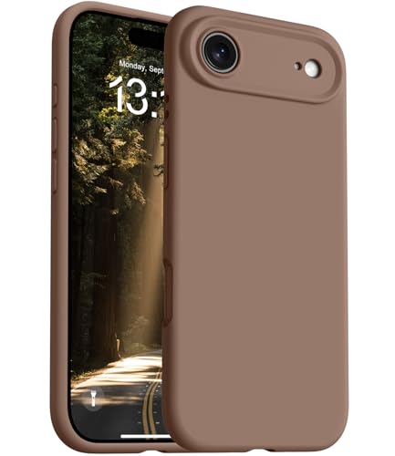 Coque iPhone 17 Pro silicone marron protège l'appareil photo des rayures et des chocs quotidiens