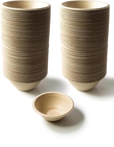 Techsol Disposable Soup Bowls - 200 Pack of 8oz Bowl Compostable Eco-Friendly and Biodegradable For Hot Cold Party Food